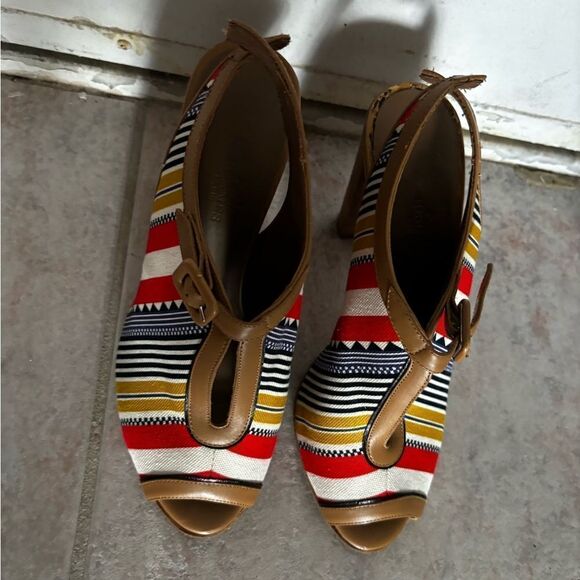 Hermes Shoes - Hermes handbag design heels multicolor sandals SEMELLE CUIR Ankle Strap Shoes